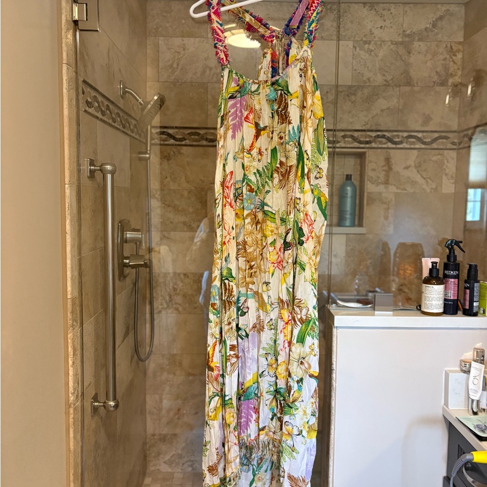 Floral Maxi Dress with Multicolor Straps